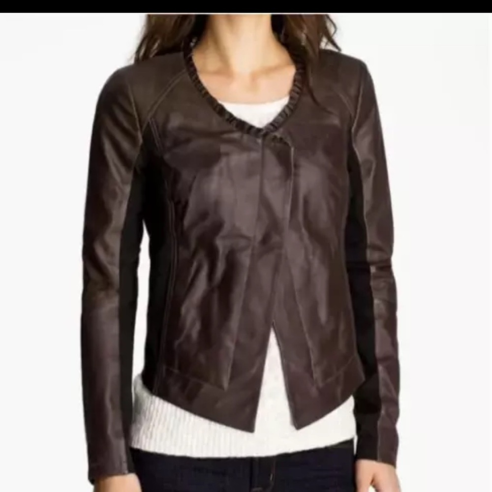 Hinge Size Small Brown Leather Jacket - image 8
